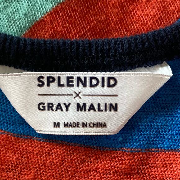 Splendid x Gray Malin Rainbow Striped Linen Blend Tank Top Medium Summer Casual - Picture 5 of 7